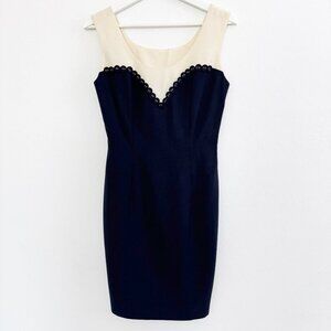 Vintage Marina Babini Wool Holiday Party Dress Cocktail‎ Old Money in Navy Blue